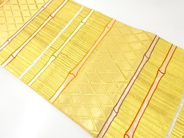 JAPANESE KIMONO / BAMBOO FENCE PATTERN WOVEN FUKURO OBI